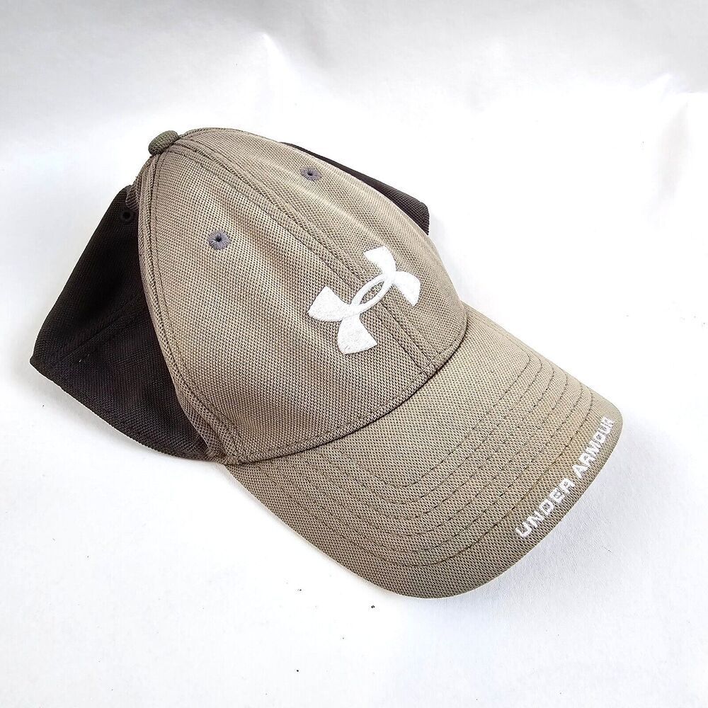 Under Armour Hat Mens Large Beige Tan Fitted Cap Baseball Casual Distressed
